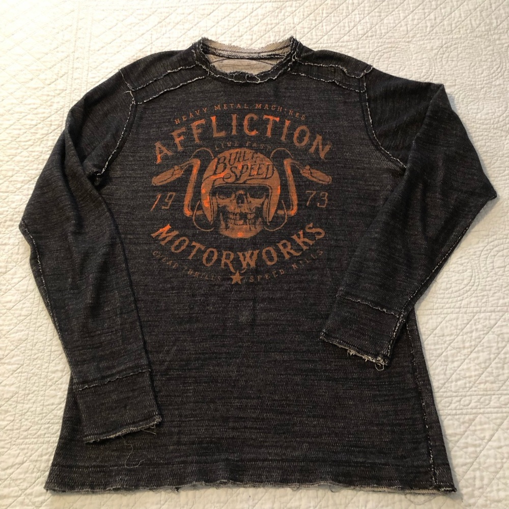 Y2K Affliction Motorworks reversible thermal shirt. Size XL.